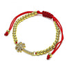 Pulsera Bolo Ajustable 03.193.0009.11 Oro Laminado, Diseño de Palmera y Bola, Diseño de Palmera, con Micro Pave Blanca, Pulido, Dorado
