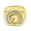 Anillo de Hombre 01.316.0001.10 Oro Laminado, Diseño de Caballo, con Zirconia Cubica Blanca, Pulido, Dorado