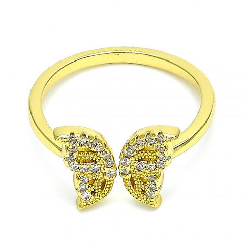 Anillo Multi Piedra 01.368.0001 Oro Laminado, Diseño de Mariposa, con Micro Pave Blanca, Pulido, Dorado