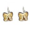 Arete Gancho Frances 02.239.0011.6 Rodio Laminado, Diseño de Mariposa, con Cristales de Swarovski Golden Shadow, Pulido, Rodinado