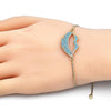 Pulsera Bolo Ajustable 03.316.0027.1.10 Oro Laminado, Diseño de Labios, con Zirconia Cubica Turquoise, Pulido, Dorado