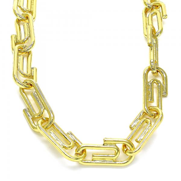 Gargantilla Básica 04.362.0040.18 Oro Laminado, Diseño de Paperclip, Pulido, Dorado