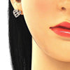 Arete Dormilona 02.233.0023.2 Oro Laminado, Diseño de Corazon, con Micro Pave Rubi y Blanca, Pulido, Dorado