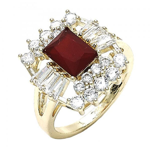 Anillo Multi Piedra 01.210.0102.1.06 Oro Laminado, con Zirconia Cubica Rubi y Blanca, Pulido, Dorado