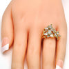 Anillo Multi Piedra 01.210.0016.07 Oro Laminado, Diseño de Flor, con Zirconia Cubica Blanca, Pulido, Dorado