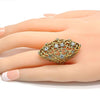 Anillo Multi Piedra 01.118.0021.09 Oro Laminado, con Cristal Blanca, Pulido, Dorado