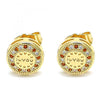 Arete Dormilona 02.156.0482.1 Oro Laminado, Diseño de Corazon, con Micro Pave Granate y Blanca, Pulido, Dorado