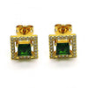 Arete Dormilona 02.342.0208 Oro Laminado, con Zirconia Cubica Verde y Micro PaveBlanca, Pulido, Dorado