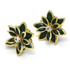 Arete Dormilona 02.64.0639.3 Oro Laminado, Diseño de Flor, con Cristal Verde y Blanca, Pulido, Dorado