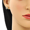 Arete Dormilona 02.210.0664 Oro Laminado, Diseño de Arco, con Micro Pave Blanca, Pulido, Dorado