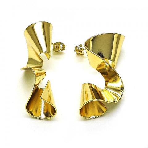 Arete Dormilona 02.213.0405 Oro Laminado, Diseño de Chunky, Pulido, Dorado