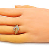 Anillo Multi Piedra 01.310.0023 Oro Laminado, Diseño de Luna, con Micro Pave Blanca, Pulido, Dorado