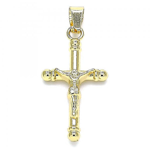 Dije Religioso 05.242.0001 Oro Laminado, Diseño de Crucifijo, Pulido, Dorado