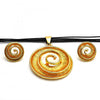Collar y Arete 06.59.0107.1 Oro Laminado, Diseño de Espiral, Pulido, Dorado