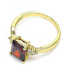 Anillo Multi Piedra 01.210.0119.2.08 Oro Laminado, con Zirconia Cubica Granate y Blanca, Pulido, Dorado