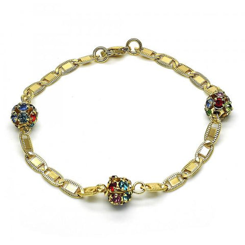 Pulsera Elegante 03.63.2075.1.08 Oro Laminado, con Cristal Multicolor, Pulido, Dorado