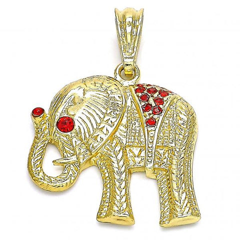 Dije Elegante 05.351.0103.1 Oro Laminado, Diseño de Elefante, con Cristal Granate, Pulido, Dorado