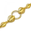 Pulsera Elegante 03.241.0001.08 Oro Laminado, Diseño de Oja, con Cristal Blanca, Pulido, Dorado