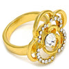 Anillo Multi Piedra 01.241.0025.07 Oro Laminado, Diseño de Flor, con Cristal Blanca, Pulido, Dorado