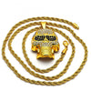 Collares con Dije 04.242.0014.30GT Tono Dorado, Diseño de Rope y Calavera, Diseño de Rope, con Cristal Blanca y Negro, Pulido, Dorado