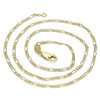 Gargantilla Básica 04.213.0238.18 Oro Laminado, Diseño de Figaro, Pulido, Dorado