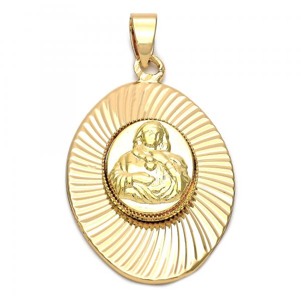 Dije Religioso 5.197.014 Oro Laminado, Diseño de Sagrado Corazon de Maria, Diamantado, Dorado