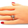 Anillo Multi Piedra 01.210.0108.07 Oro Laminado, Diseño de Gota, con Zirconia Cubica Multicolor, Pulido, Dorado