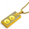 Collares con Dije 04.242.0012.30GT Tono Dorado, Diseño de Rope, con Cristal Blanca, Pulido, Dorado