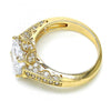 Anillo Multi Piedra 01.60.0006.08 Oro Laminado, con Zirconia Cubica Blanca, Pulido, Dorado