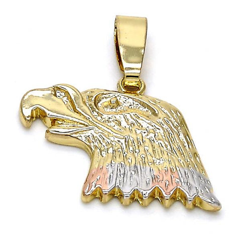 Dije Elegante 5.180.012 Oro Laminado, Diseño de Aguila, Pulido, Tricolor