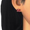Arete Dormilona 02.336.0103.1 Plata Rodinada, Diseño de Mariposa, Esmaltado Rojo, Oro Rosado