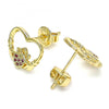 Arete Dormilona 02.156.0442.1 Oro Laminado, Diseño de Corazon, con Micro Pave Rubi, Pulido, Dorado