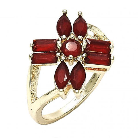 Anillo Multi Piedra 01.210.0095.1.06 Oro Laminado, con Zirconia Cubica Rubi, Pulido, Dorado