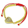 Pulsera Bolo Ajustable 03.368.0041.11 Oro Laminado, Diseño de Ojo Griego y Corazon, Diseño de Ojo Griego, con Micro Pave Zafiro Azul y Blanca, Pulido, Dorado