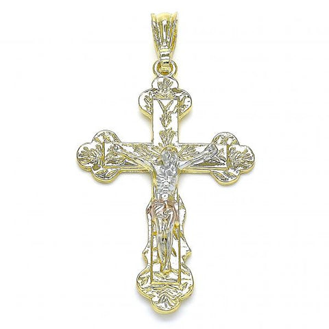 Dije Religioso 05.351.0183.1 Oro Laminado, Diseño de Crucifijo, Pulido, Tricolor