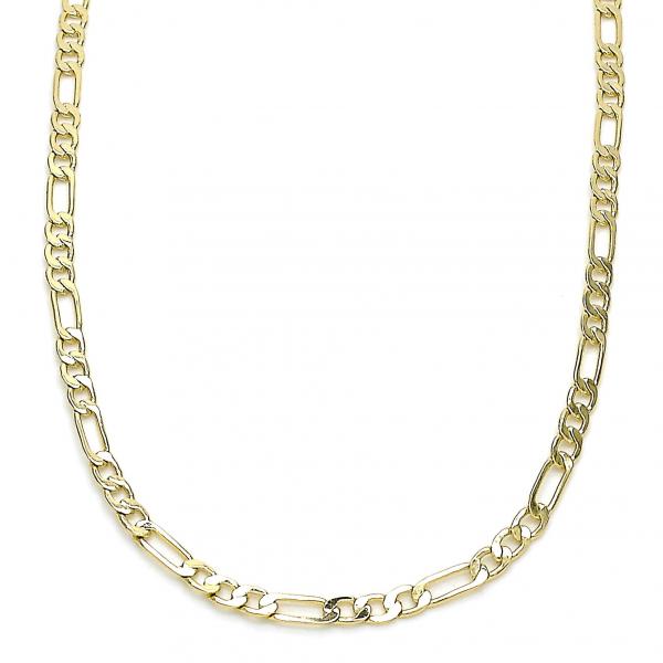Gargantilla Básica 04.213.0239.22 Oro Laminado, Diseño de Figaro, Pulido, Dorado