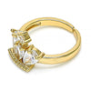 Anillo Multi Piedra 01.210.0080 Oro Laminado, Diseño de Corona y Gota, Diseño de Corona, con Zirconia Cubica Blanca, Pulido, Dorado