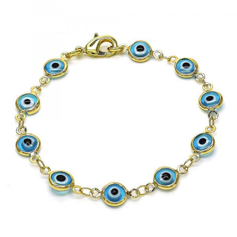 Pulsera Elegante 5.039.005.06 Oro Laminado, Diseño de Ojo Griego, Resinado Acqua, Dorado