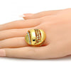 Anillo Multi Piedra 01.241.0013.07 Oro Laminado, Diseño de Chunky, con Cristal Blanca, Pulido, Dorado