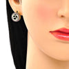Arete Dormilona 02.156.0474.1 Oro Laminado, Diseño de Corazon, con Micro Pave Rubi, Pulido, Dorado