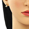 Arete Dormilona 02.387.0023 Oro Laminado, Diseño de Mariposa, con Zirconia Cubica Blanca, Pulido, Dorado