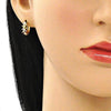 Argolla Huggie 02.284.0037.12 Oro Laminado, con Zirconia Cubica Multicolor, Pulido, Dorado