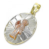 Dije Religioso 05.380.0123 Oro Laminado, Diseño de Santa Muerte, Diamantado, Tricolor