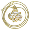 Collares con Dije 04.283.0016.20 Oro Laminado, Diseño de Cisne, con Zirconia Cubica Blanca, Pulido, Dorado