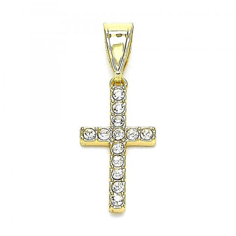Dije Religioso 05.253.0132 Oro Laminado, Diseño de Cruz, con Cristal Blanca, Pulido, Dorado