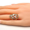 Anillo Multi Piedra 01.210.0057.08 Oro Laminado, con Zirconia Cubica Blanca, Pulido, Dorado