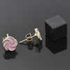 Arete Dormilona 02.64.0341 *PROMO* Oro Laminado, Diseño de Flor, Esmaltado Rosado, Dorado