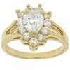 Anillo Multi Piedra 5.055.010.06 Oro Laminado, Diseño de Gota y Cluster, Diseño de Gota, con Zirconia Cubica Blanca, Pulido, Dorado