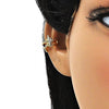 Arete Orejera 02.210.0679 Oro Laminado, Diseño de Luna, con Micro Pave Blanca, Pulido, Dorado