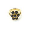 Anillo Multi Piedra 5.171.021.07 Oro Laminado, Diseño de Flor, con Zirconia Cubica Negro, Pulido, Dorado